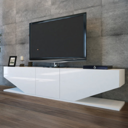 Decorotika Incia High Gloss White 3 Door 2 Shelf TV Unit