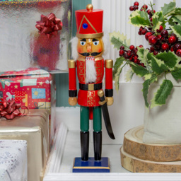 The Christmas Workshop Red and Green Wooden Nutcracker Soldier 35.5cm - thumbnail 2