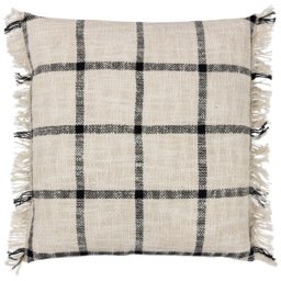 Yard Beni Natural and Black Check Fringed Cushion