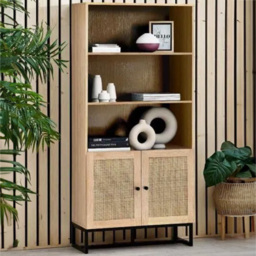 Julian Bowen Padstow 2 Door 3 Shelf Oak Tall Bookcase