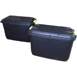 Samuel Alexander Black Heavy Duty Trunk Storage Chest with Clips 110L 2 Pack - thumbnail 2