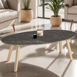 tectake Acerra Nature Marble Effect Oval Coffee Table