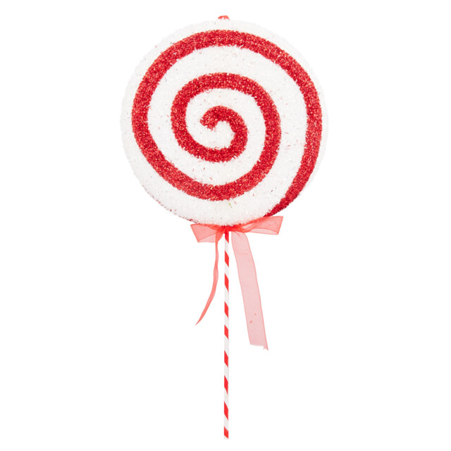 Single Red and White Spiral Candy Cane Lollipop Pick Christmas Decoration 15cm in Assorted styles - image 1