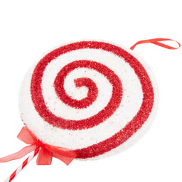 Single Red and White Spiral Candy Cane Lollipop Pick Christmas Decoration 15cm in Assorted styles - thumbnail 3