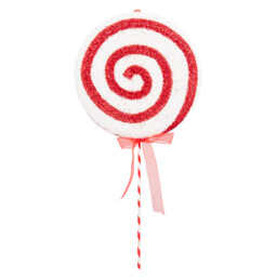 Single Red and White Spiral Candy Cane Lollipop Pick Christmas Decoration 15cm in Assorted styles - thumbnail 1