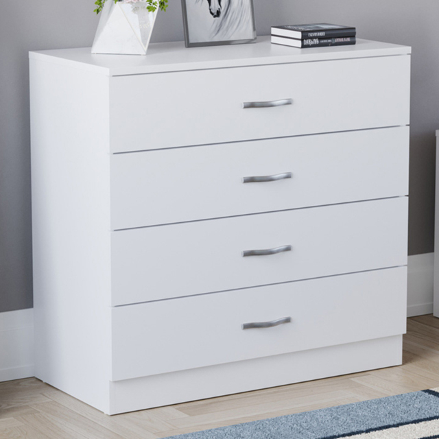 Vida Designs Riano 4 Drawer White Unique Anti Bowing Chest of Drawers with Metal Handles - image 1