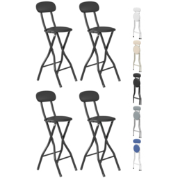 Black Padded Folding Breakfast Bar Stool Set of 4 - thumbnail 2