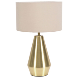ValueLights Jax Cream Shade Antique Brass Touch LED Table Lamp