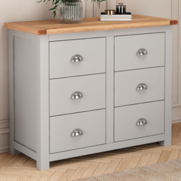 Cabinet Bits Argenta 6 Drawer Light Grey Chest of Drawers with Chrome Cup Handle