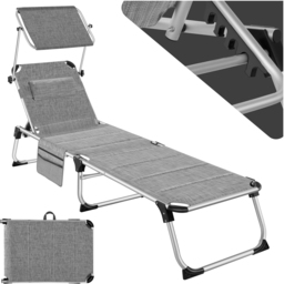 tectake Lorella Mottled Grey Folding Padded Sun Lounger - thumbnail 2