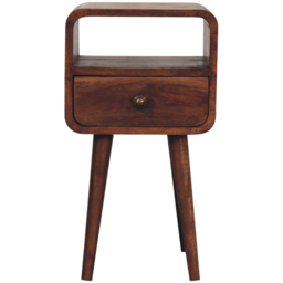 Artisan Furniture Mini Honey Caramel Single Drawer Single Shelf Mango Wood Curved Bedside Table - thumbnail 2
