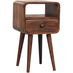 Artisan Furniture Mini Honey Caramel Single Drawer Single Shelf Mango Wood Curved Bedside Table - thumbnail 4