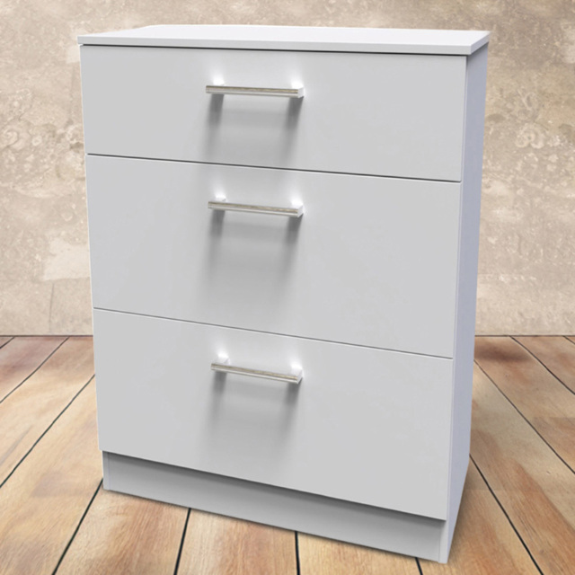 Crowndale Devon 3 Drawer Grey Matt Deep Chest of Drawers - image 1