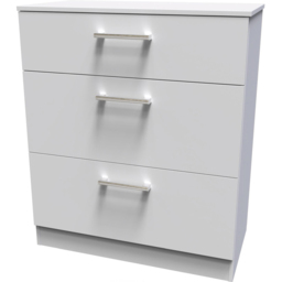 Crowndale Devon 3 Drawer Grey Matt Deep Chest of Drawers - thumbnail 2