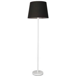 ValueLights Charlie White Floor Lamp with Black Tapered Shade and Bulb
