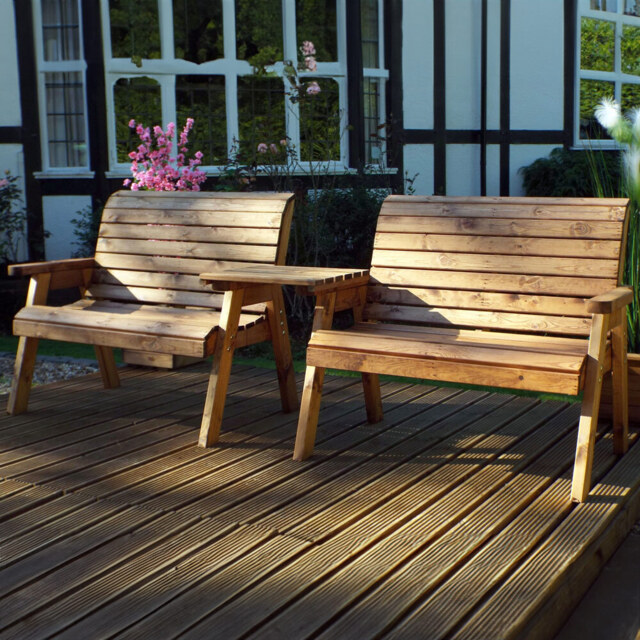 Charles Taylor 4 Seater Straight Bench Set with Brown Cushions - image 1