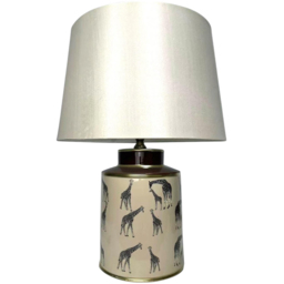 Acacia Home 33cm Ceramic Floral Table Lamp with Fabric Drum Shade