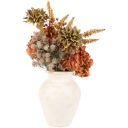 Bright Faux Hydrangea Arrangement in Ceramic Vase Burnt Orange - thumbnail 2
