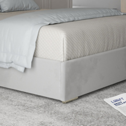 Arabella Grey Single Velvet Upholstered Metal Bed Frame with Panelled Headboard - thumbnail 4
