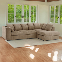 Luxor 5 Seater Coffee Jumbo Cord Right Hand L Shaped Corner Sofa with Scatter Back