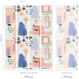 Grandeco Roomblush Fantasy Faces Pink and Blue 4 Lane Wall Mural - thumbnail 4