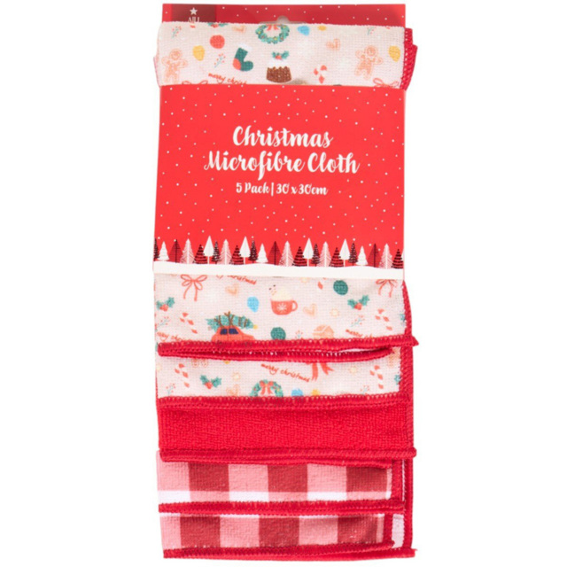 Pack of 5 Cosy Christmas Microfibre Cloths - image 1