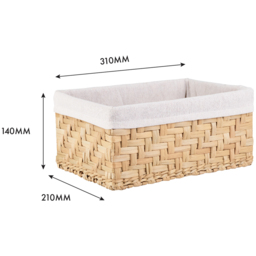 Homebase Water Hyacinth Storage Basket with Natural Liner Set of 3 - thumbnail 4