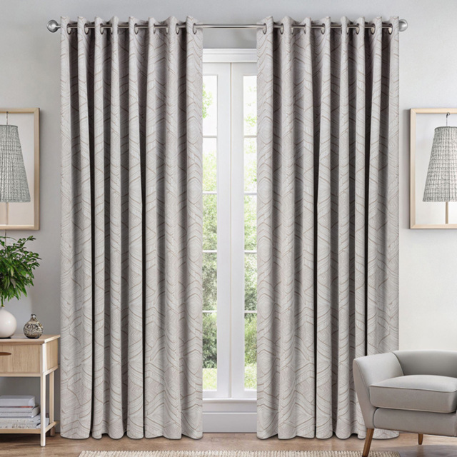Alan Symonds Geometric Aztec Print Blackout Ring Top Eyelet Curtains Cream 229 x 229cm - image 1