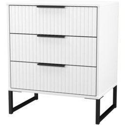 Crowndale Fluted 3 Drawer White Matt Midi Chest of Drawers Ready Assembled - thumbnail 4