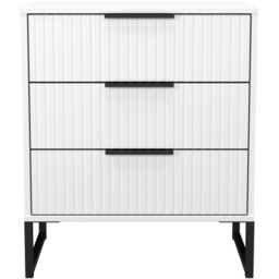 Crowndale Fluted 3 Drawer White Matt Midi Chest of Drawers Ready Assembled - thumbnail 2