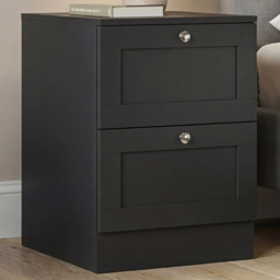 Vida Designs Altino Black 2 Drawer Shaker-Style Bedside Chest - thumbnail 1