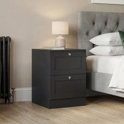 Vida Designs Altino Black 2 Drawer Shaker-Style Bedside Chest - thumbnail 3