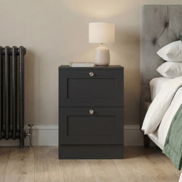 Vida Designs Altino Black 2 Drawer Shaker-Style Bedside Chest - thumbnail 4