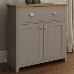 GFW Lancaster 2 Door 2 Drawer Grey Compact Sideboard - thumbnail 1