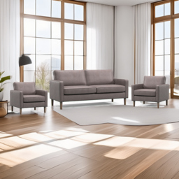 Bexhill Grey Faux Leather 5 Seater Sofa Suite