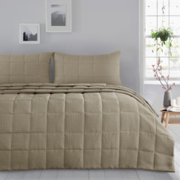 Velosso Waffle Natural Woven Bedspread Set 235 x 235cm