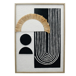 Textured 3D Abstract Tassel Framed Art Black & White - thumbnail 4