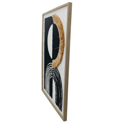 Textured 3D Abstract Tassel Framed Art Black & White - thumbnail 2