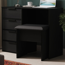 Crowndale Fluted 4 Drawer Black Ash Vanity Dressing Table Ready Assembled - thumbnail 1