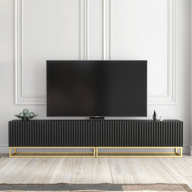 Creative Furniture Ripple Duo Black 2 Fluted Door TV Unit - image 1