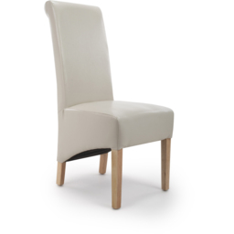 Krista Set of 2 Ivory Bonded Leather Roll Back Dining Chair - thumbnail 2