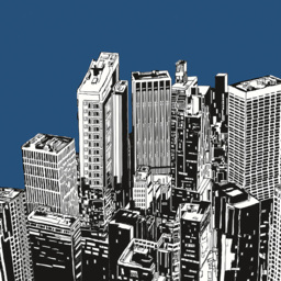 Origin Murals Urban City Skyscrapers Blue Wall Mural - thumbnail 2