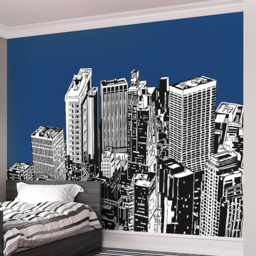 Origin Murals Urban City Skyscrapers Blue Wall Mural - thumbnail 1