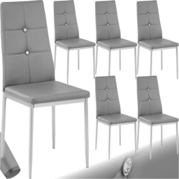 tectake Grey Rhinestone Highlight Dining Chairs Set of 6 - thumbnail 2