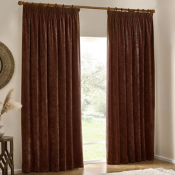 Yard Heavy Chenille Velvet Nutmeg Pencil Pleat Curtains 117 x 137cm