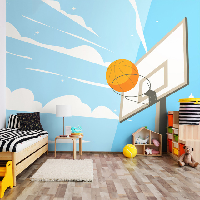 Origin Murals Graphic Basketball Hoop Blue Wall Mural - image 1