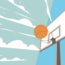 Origin Murals Graphic Basketball Hoop Blue Wall Mural - thumbnail 2