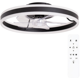 ValueLights Infinity Black Circle Integrated LED Ceiling Fan with Remote 20 inch - thumbnail 1