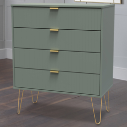 Crowndale 4 Drawer Reed Green Wide Chest of Drawers Ready Assembled