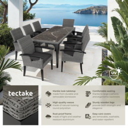 tectake Grey 8 Seater Rattan Dining Set - thumbnail 3